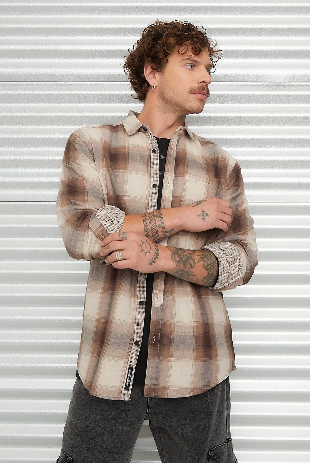 AMERICANINO - Camisa Manga Larga Check Algodón Hombre Americanino