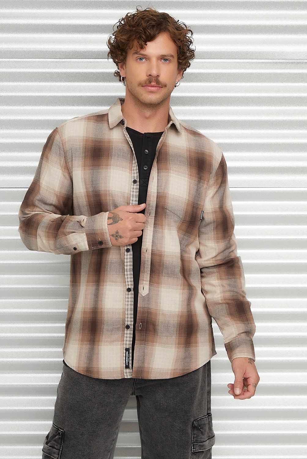 AMERICANINO - Camisa Manga Larga Check Algodón Hombre Americanino