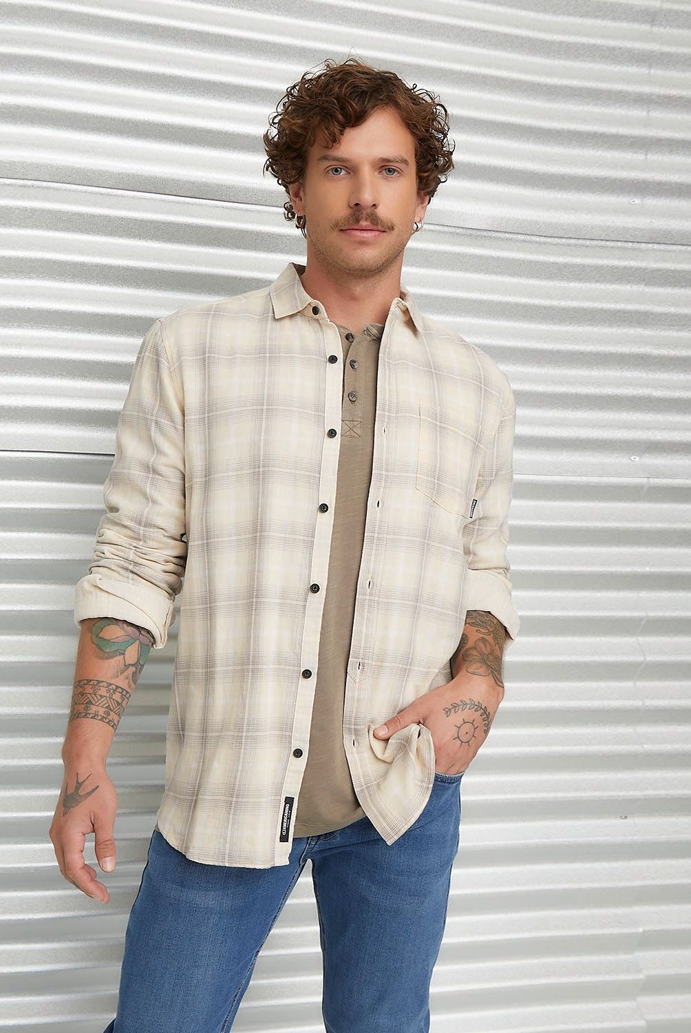 AMERICANINO - Camisa Manga Larga Check Algodón Hombre Americanino