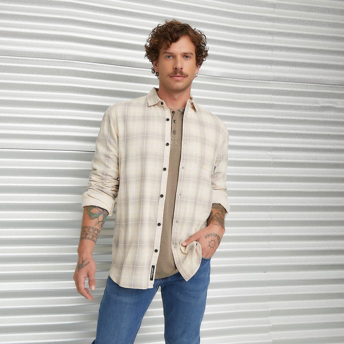 AMERICANINO - Camisa Manga Larga A Cuadros Algodón Americanino Hombre