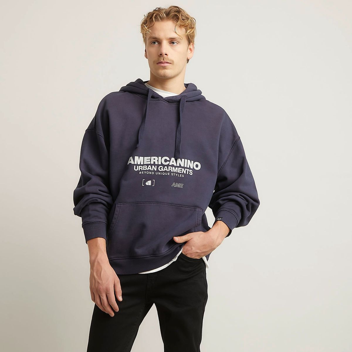 AMERICANINO - Polerón Americanino Canguro Algodón Manga Larga Hombre