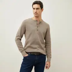 WOLF&HANK - Sweater Henley Algodón Hombre