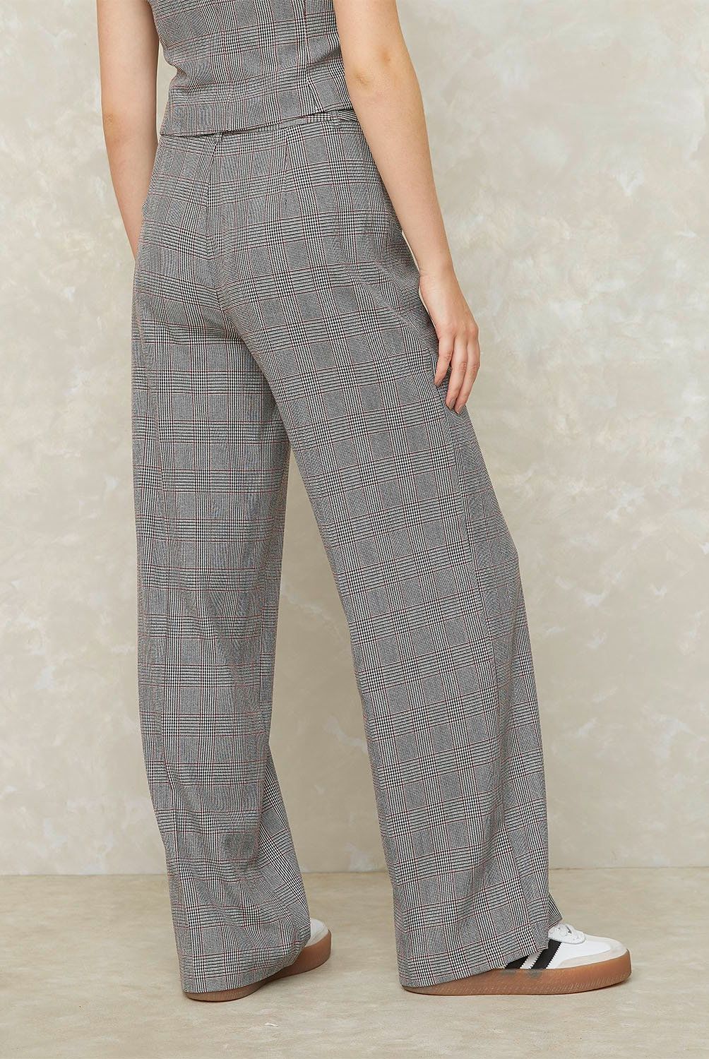 SYBILLA - Pantalones Rectos Mujer Sybilla Tiro Medio Diseño Cuadros
