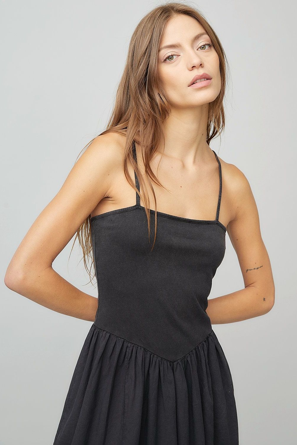 AMERICANINO - Vestido Americanino Mini Casual Algodón Mujer Sin Mangas Negro