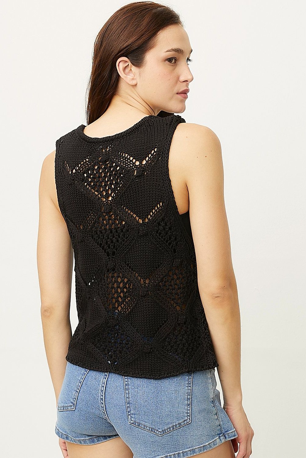 SYBILLA - Polera Mujer Sybilla Texturada Sin Mangas Cuello V con Amarre