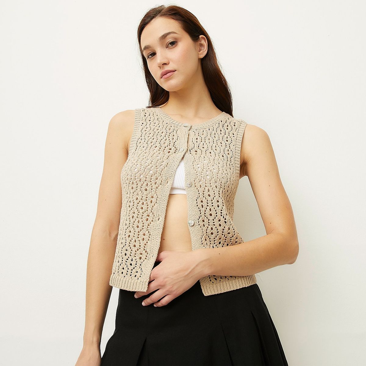 SYBILLA - Polera Mujer Sybilla Sin Mangas Casual Diseño Liso