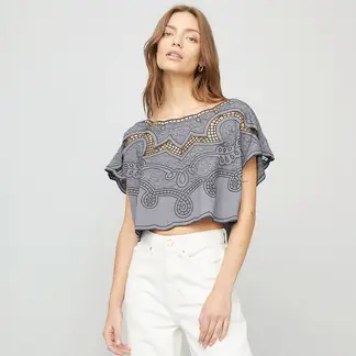 AMERICANINO - Blusa Manga Corta Estampada Viscosa Mujer