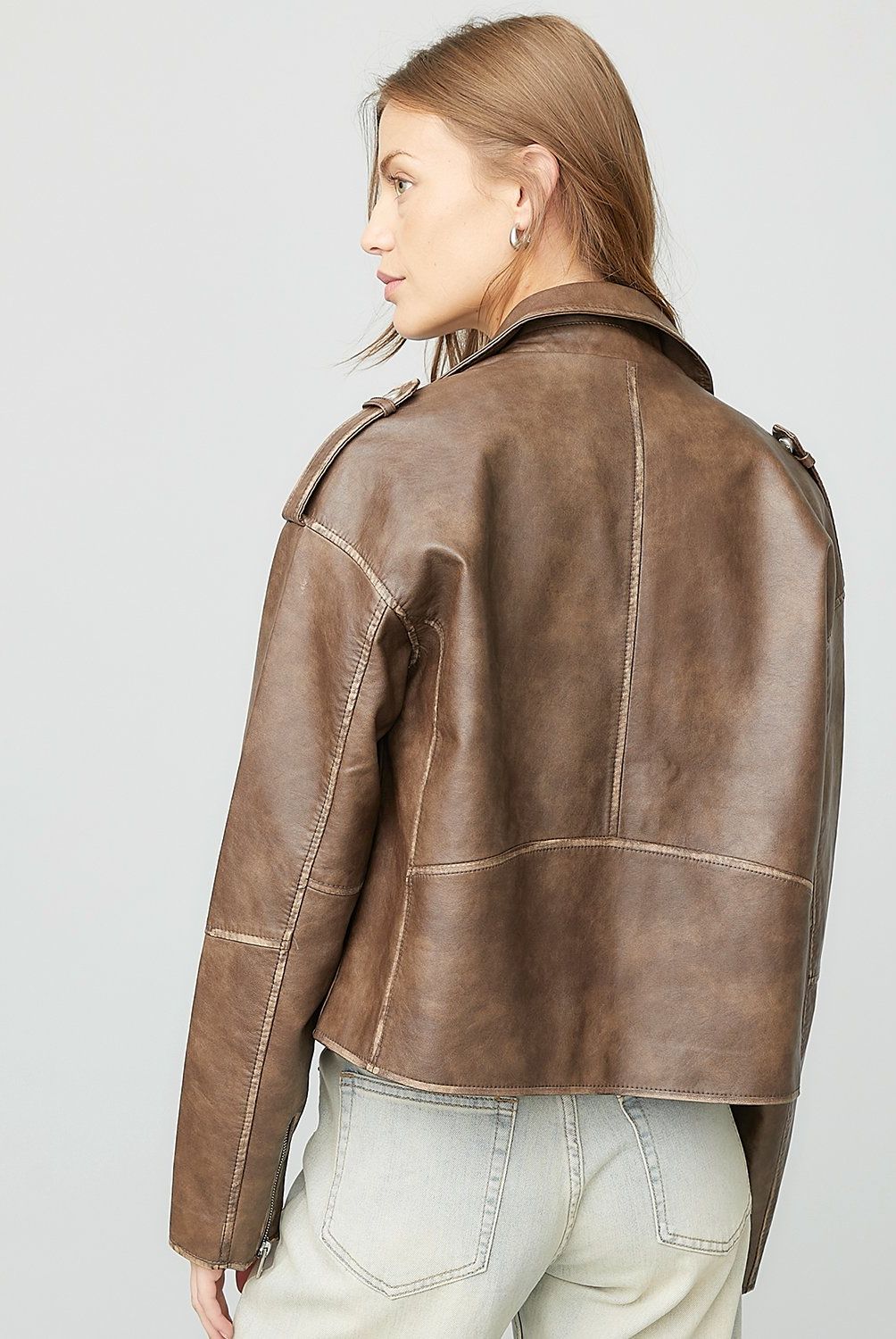 AMERICANINO - Chaqueta Americanino Simil Cuero Mujer Manga Larga Café