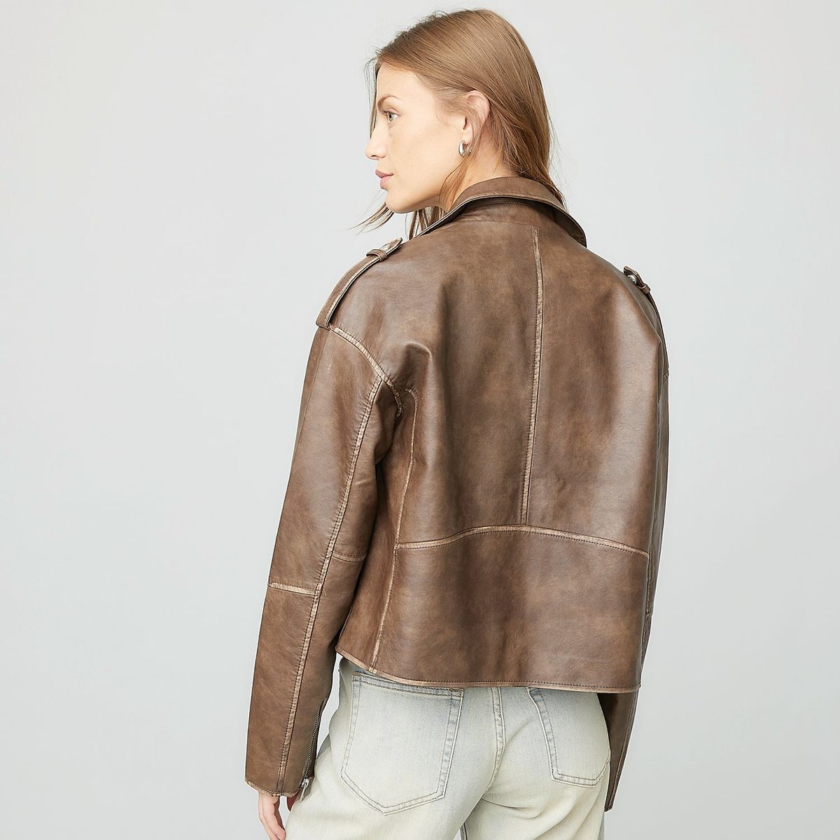 AMERICANINO - Chaqueta Americanino Simil Cuero Mujer Manga Larga Café