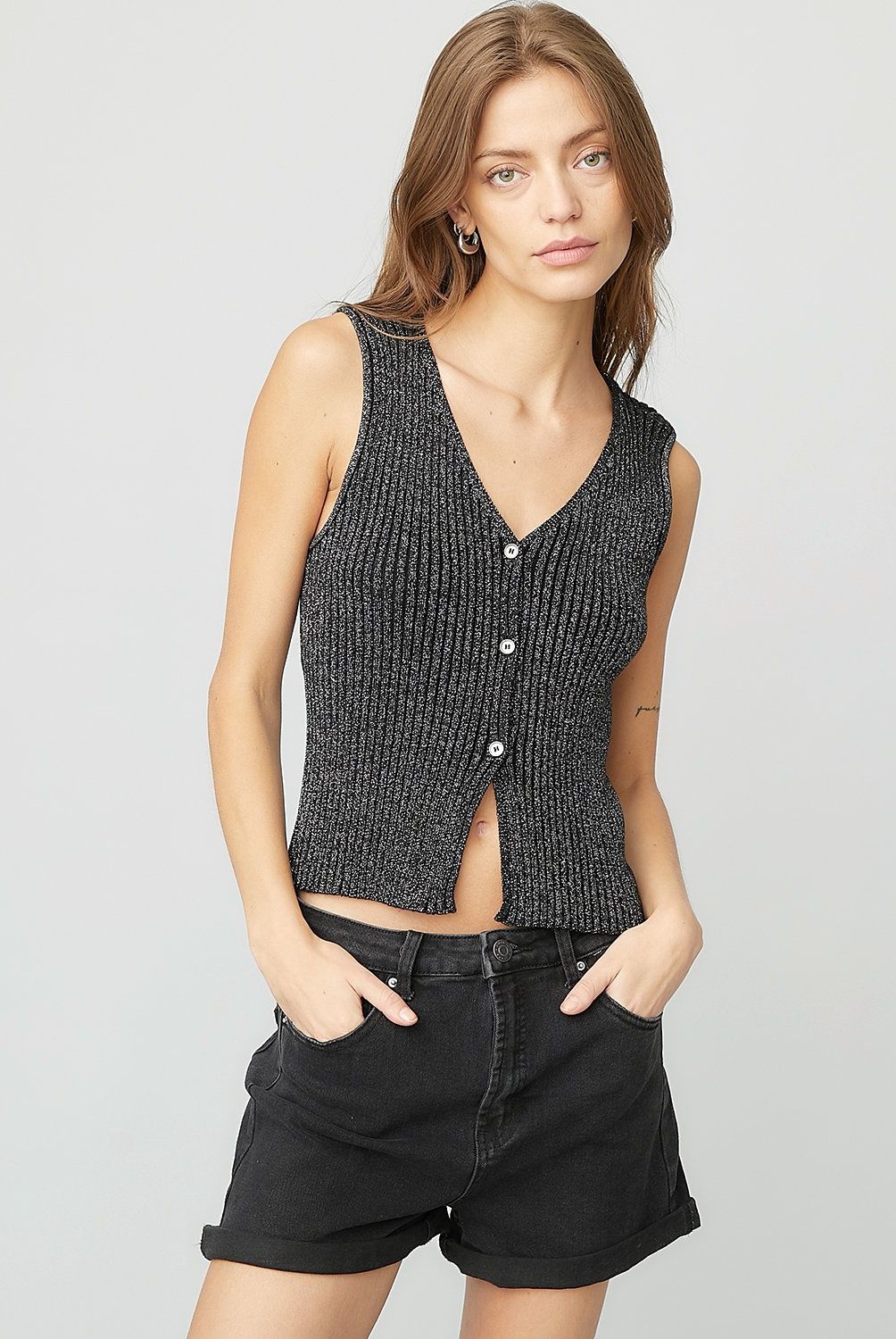 AMERICANINO - Polera Americanino Sin Mangas Algodón Mujer Cuello V