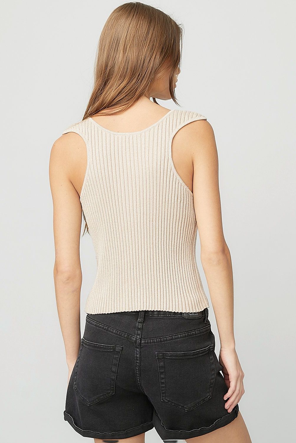 AMERICANINO - Polera Americanino Sin Mangas Algodón Mujer Cuello V