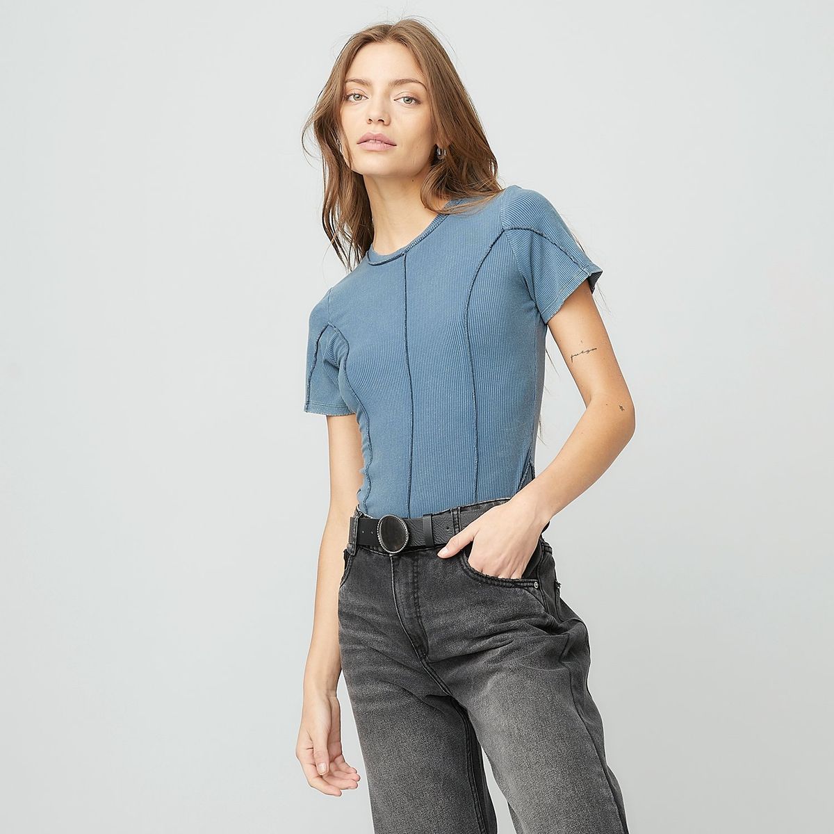 AMERICANINO - Body Americanino Rayón Manga Corta Casual Mujer