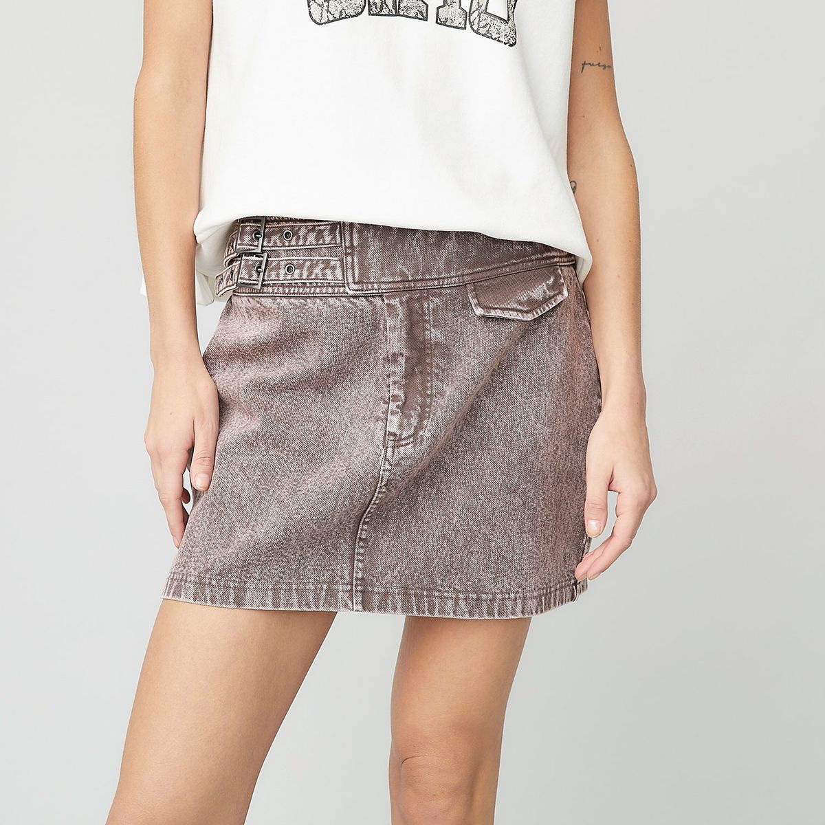 AMERICANINO - Falda Mini Americanino Algodón Diseño Liso Mujer