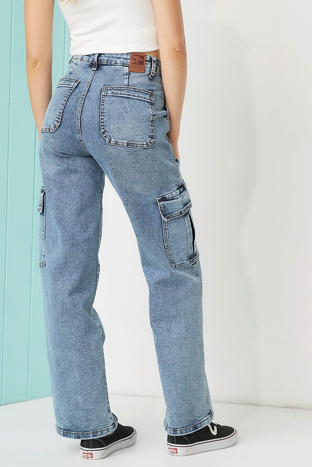 DOO AUSTRALIA - Jeans Cargo Doo Australia Tiro Alto Mujer Algodón