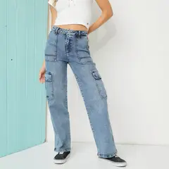 DOO AUSTRALIA - Jeans Cargo Tiro Alto Mujer Algodón