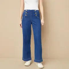 UNIVERSITY CLUB - Jeans Wide Leg Tiro Medio Mujer