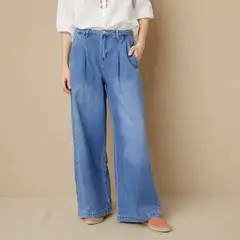 UNIVERSITY CLUB - Jeans Wide Leg Mujer Tiro Medio Denim