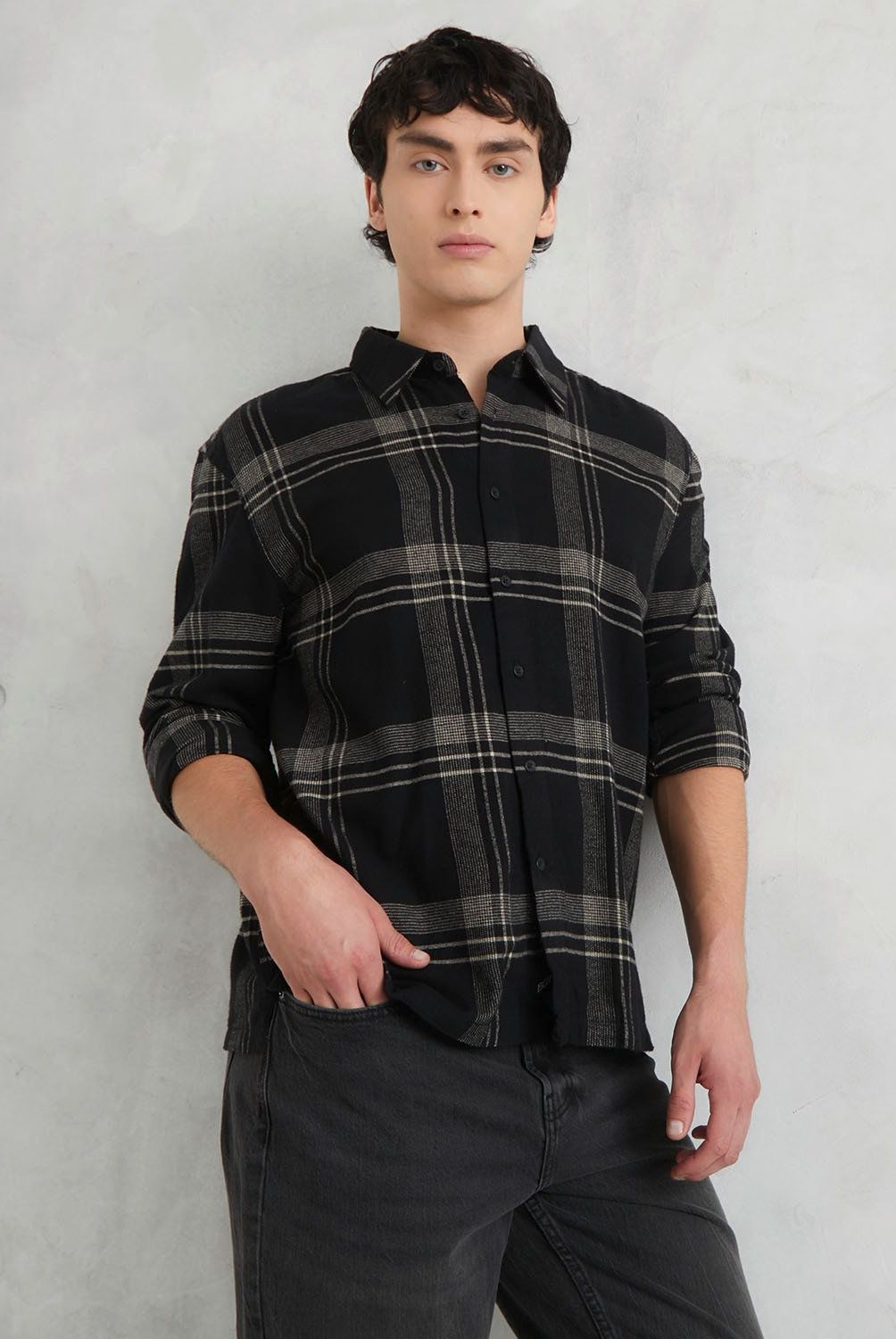 BEARCLIFF - Camisa Casual Manga Larga Algodón Hombre Bearcliff