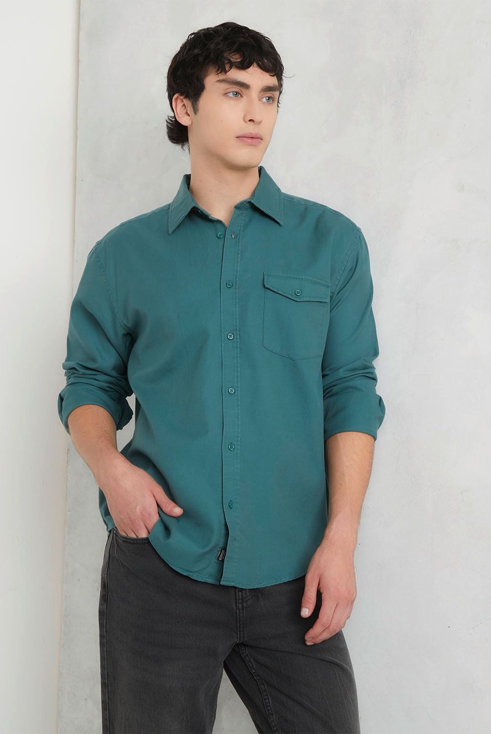 BEARCLIFF - Camisa Casual Manga Larga Algodón Hombre Bearcliff