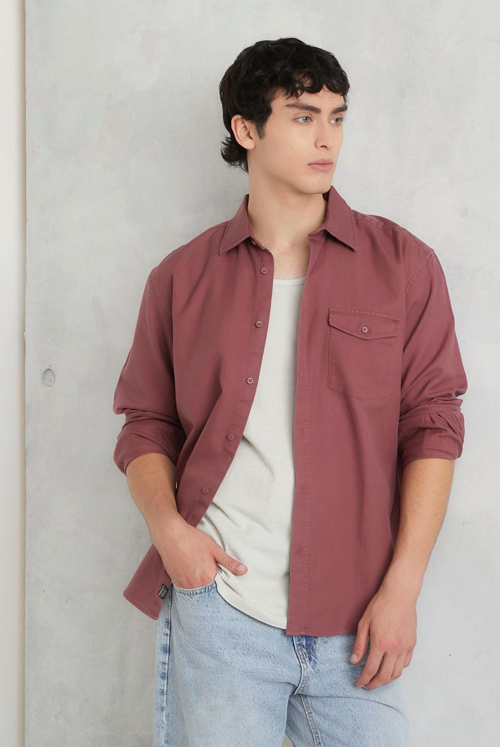 BEARCLIFF - Camisa Casual Manga Larga Algodón Hombre Bearcliff
