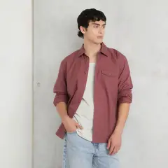 BEARCLIFF - Camisa Casual Manga Larga Algodón Hombre