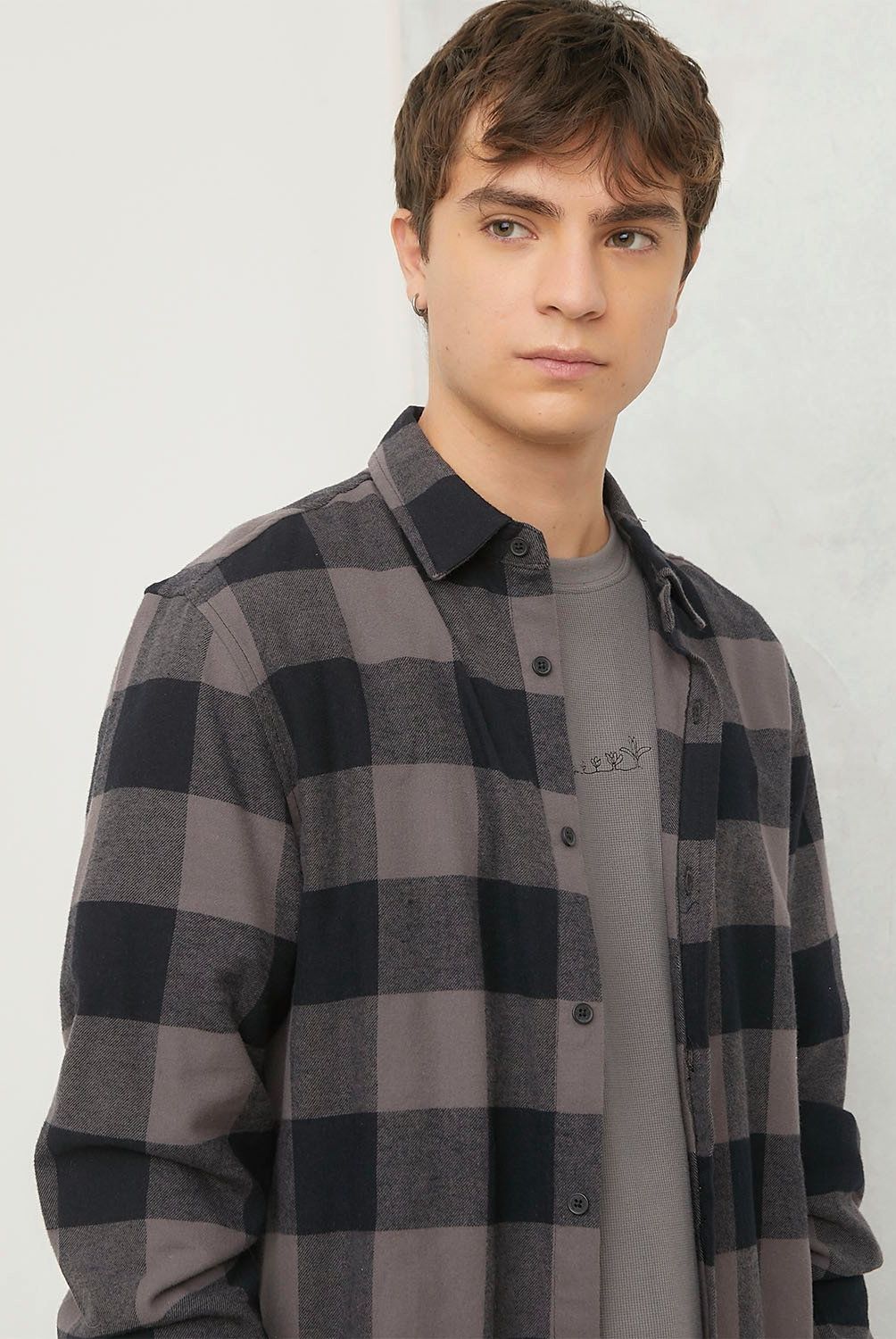BEARCLIFF - Camisa Casual Manga Larga Algodón Hombre Bearcliff