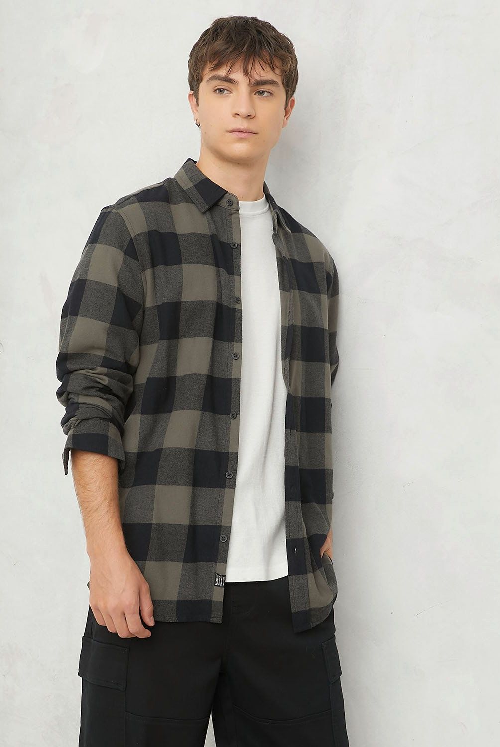 BEARCLIFF - Camisa Casual Manga Larga Algodón Hombre Bearcliff