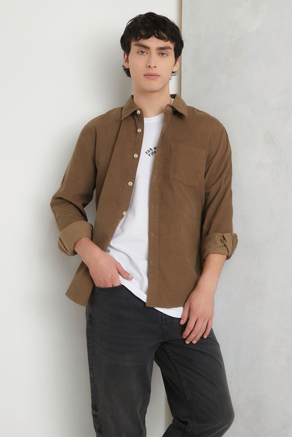 BEARCLIFF - Camisa Casual Manga Larga Algodón Hombre Bearcliff
