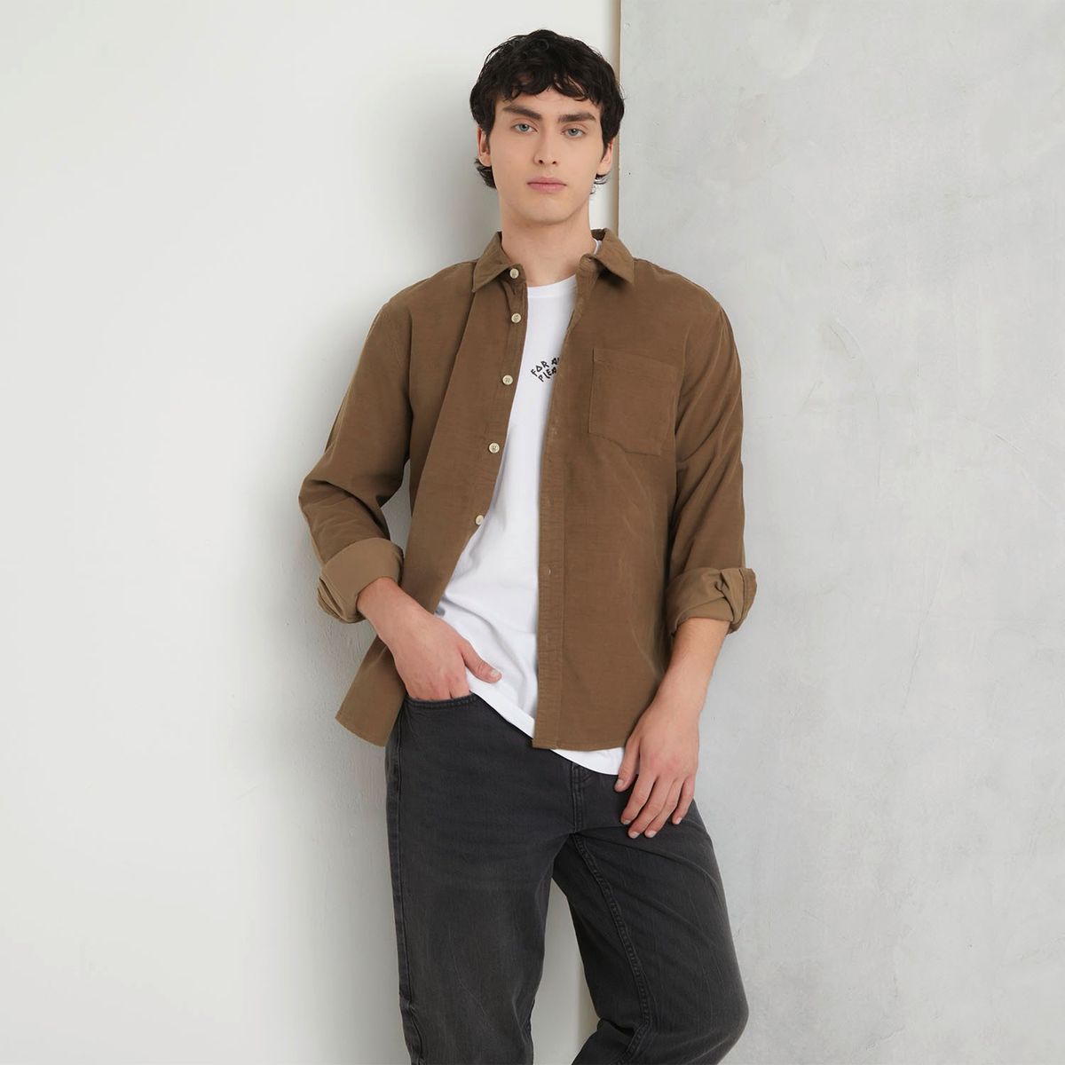 BEARCLIFF - Camisa Casual Manga Larga Algodón Hombre Bearcliff