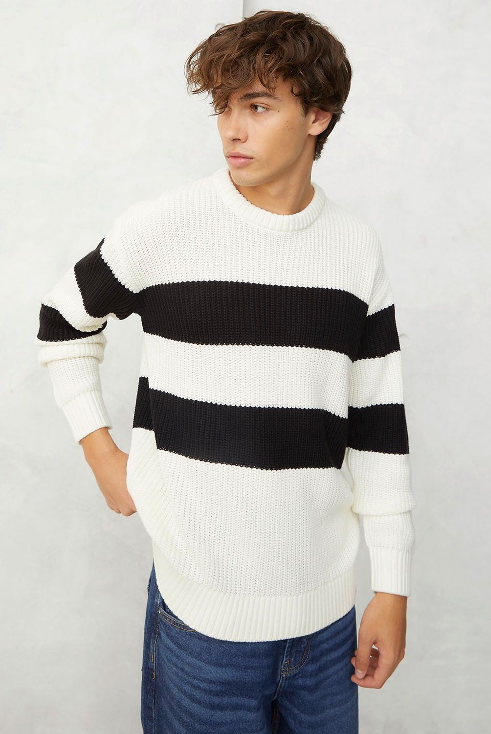 BEARCLIFF - Sweater Rayas Casual Algodón Hombre Bearcliff