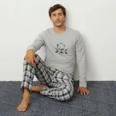 BENETTON - Conjunto Pijama Manga Larga Algodón Hombre