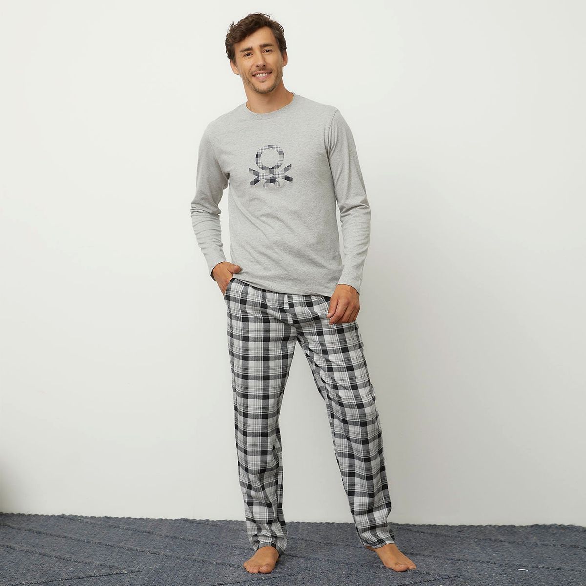 BENETTON - Conjunto Pijama Manga Larga Algodón Hombre Benetton