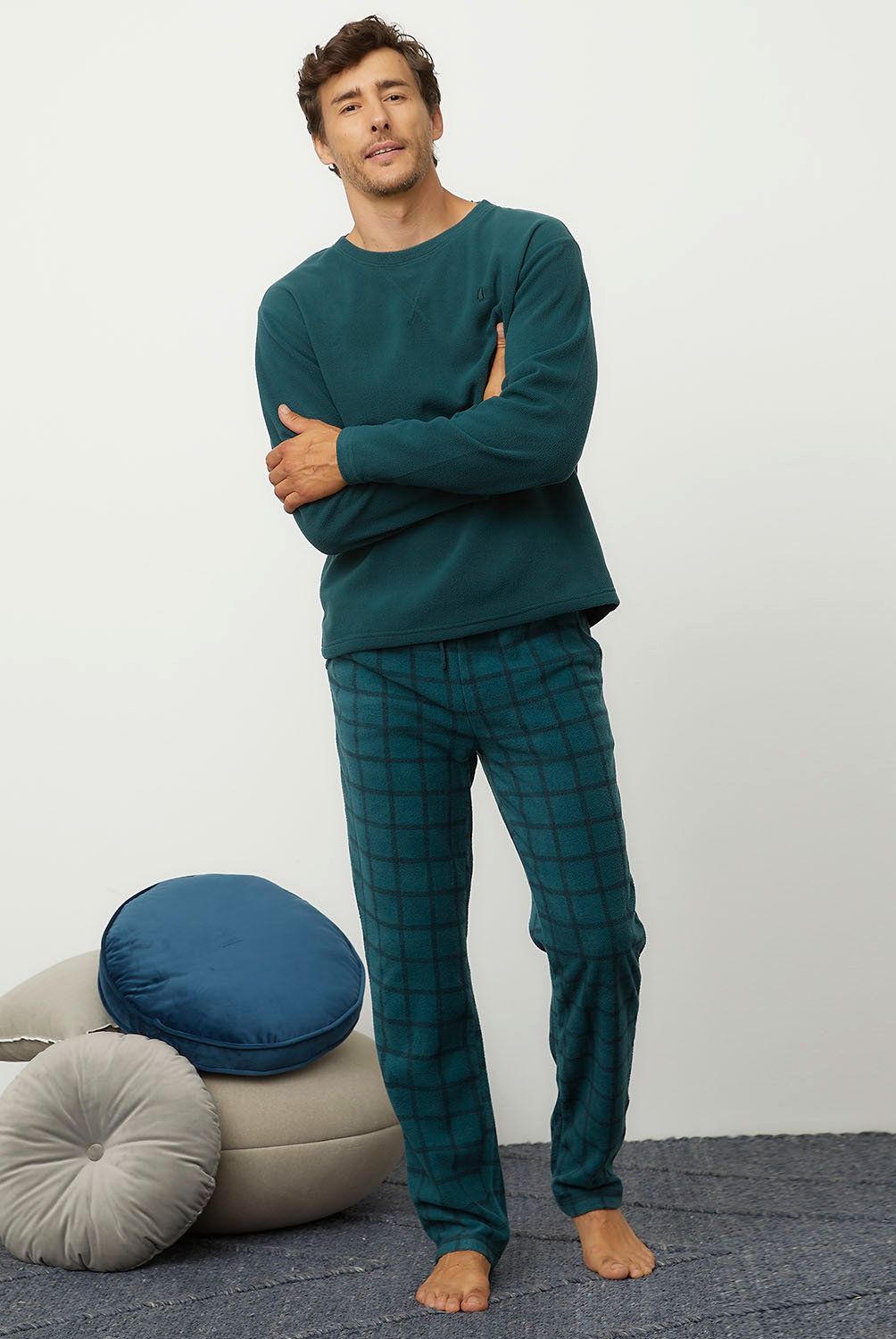 NEWPORT - Pijama Manga Larga Hombre Newport Diseño Cuadros