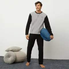 NEWPORT - Pijama Hombre Manga Larga 100%