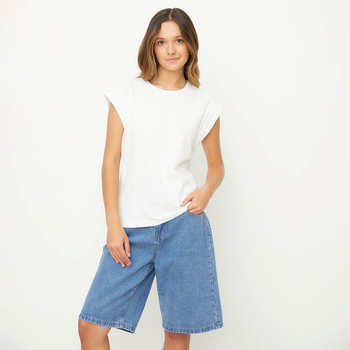 SYBILLA - Polera Sybilla Sin Mangas Algodón Mujer Casual