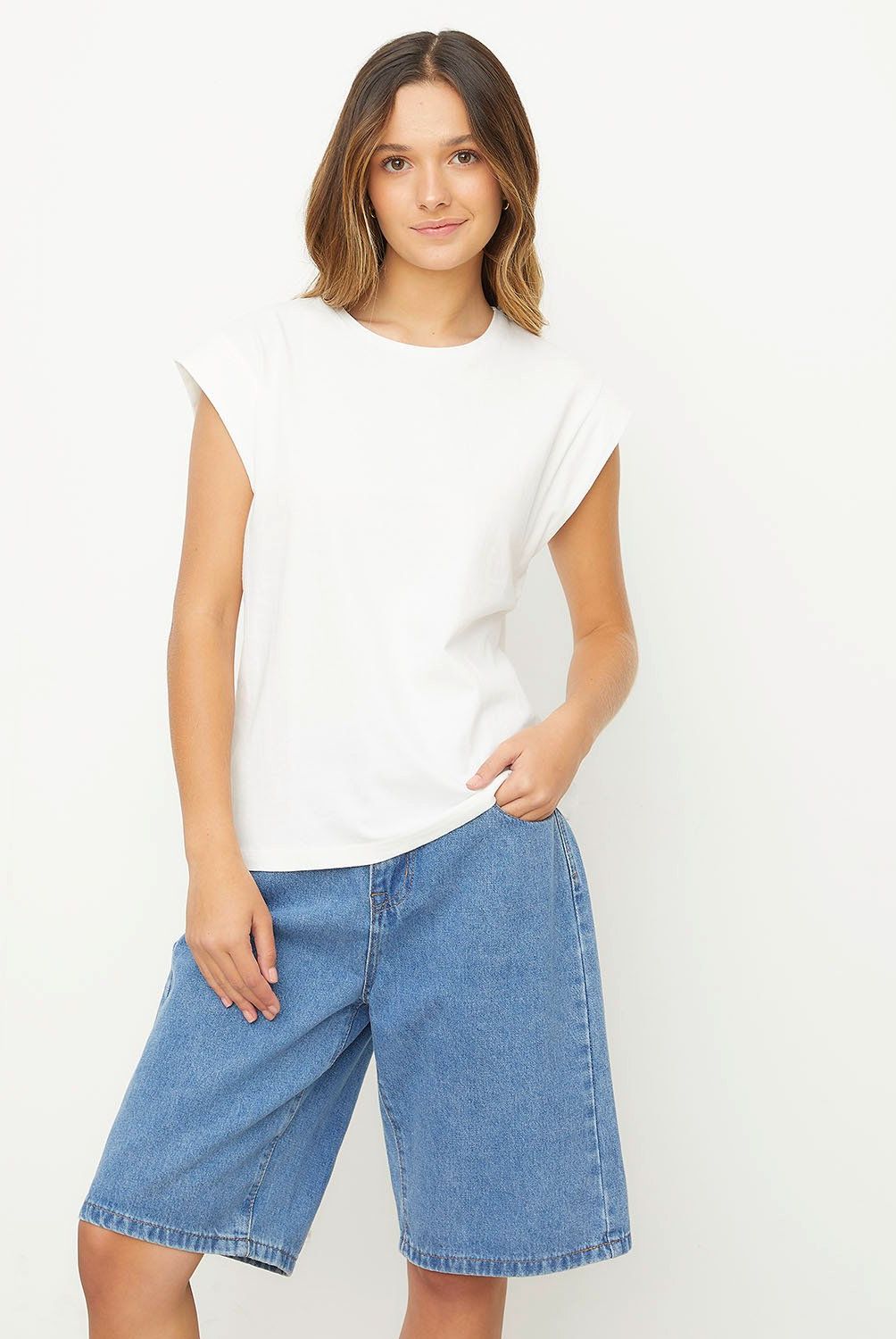 SYBILLA - Polera Sybilla Sin Mangas Algodón Mujer Casual