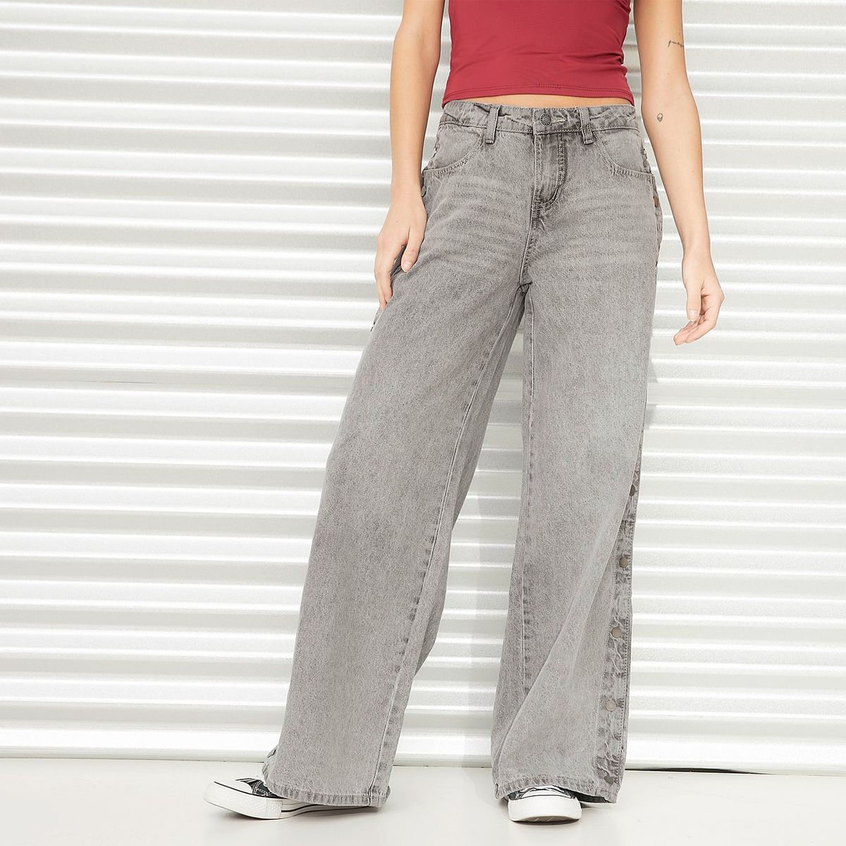 AMERICANINO - Jeans Wide Leg Tiro Alto Mujer Americanino