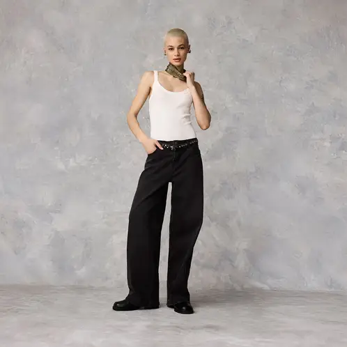 AMERICANINO - Jeans Tito Alto Wide Leg Algodón Mujer