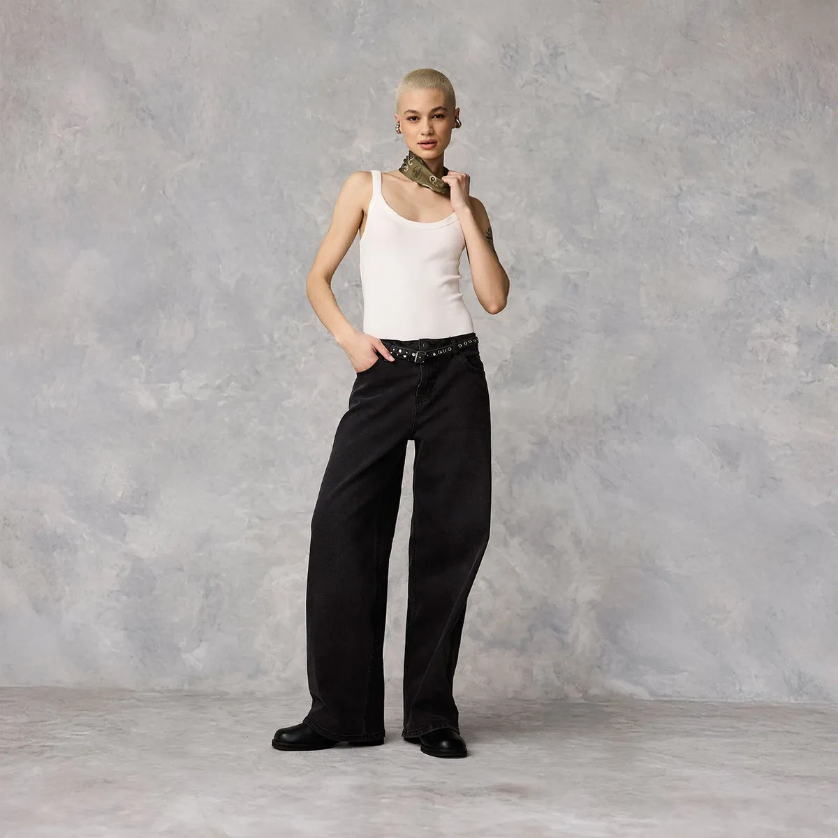 AMERICANINO - Jeans Tito Alto Americanino Wide Leg Algodón Mujer