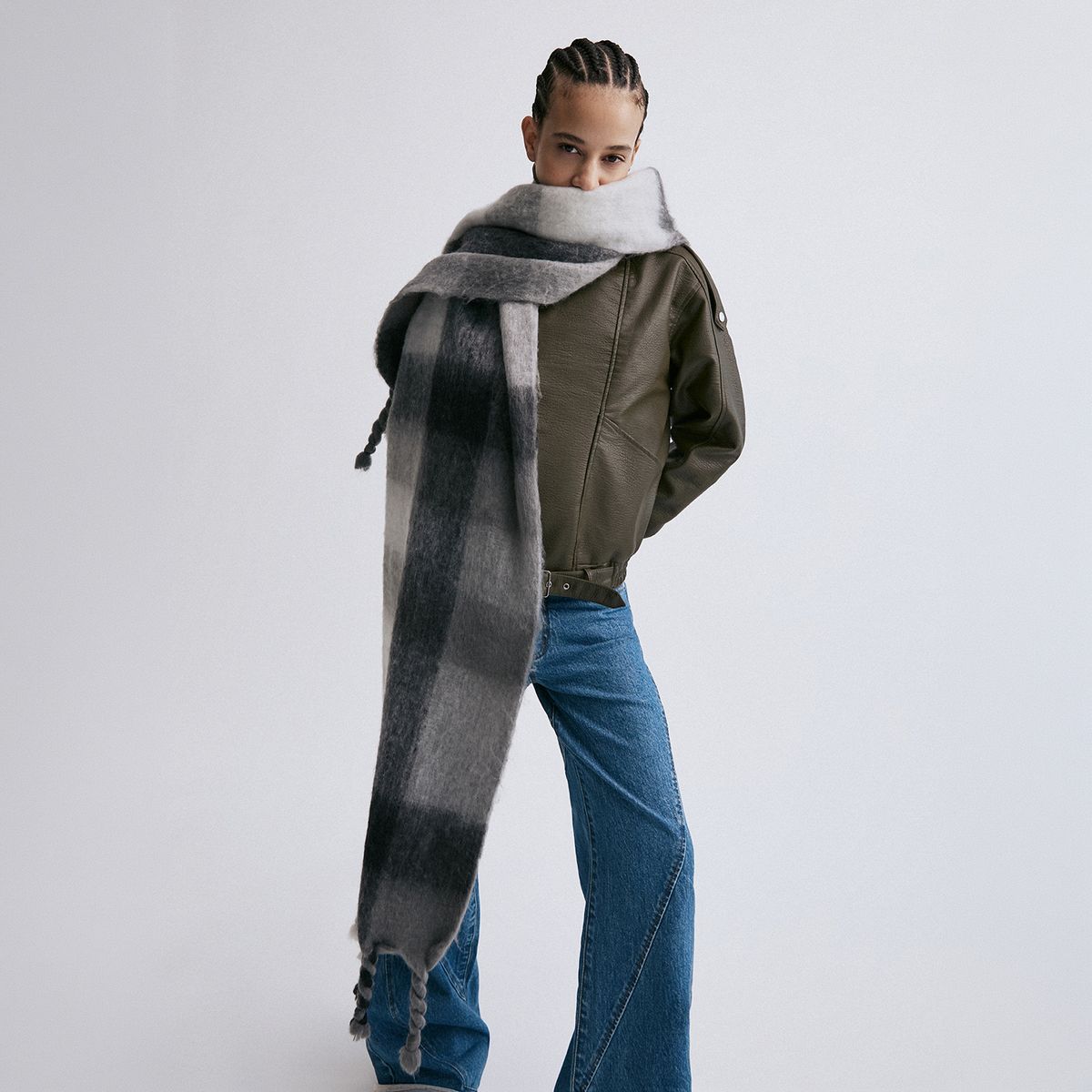 SYBILLA - Bufanda Mujer Sybilla Sintético Diseño a Cuadros