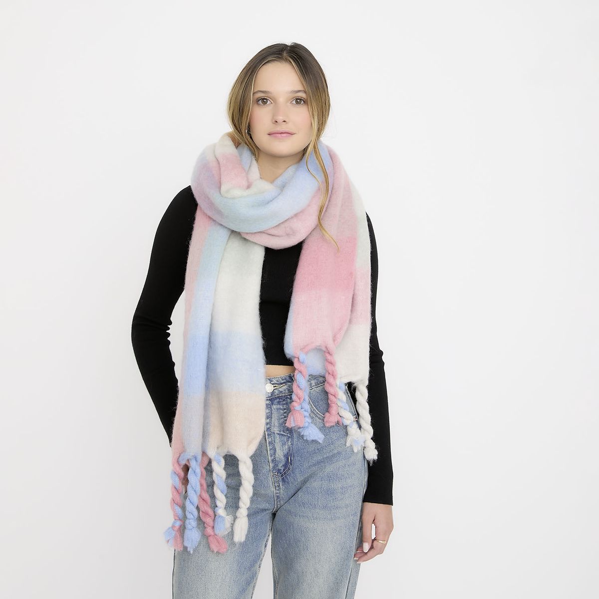 SYBILLA - Bufanda Mujer Sybilla Sintético Diseño a Cuadros