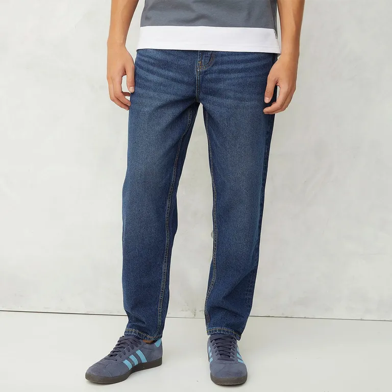 Jeans Tapered Fit Hombre Algodón Estilo Casual