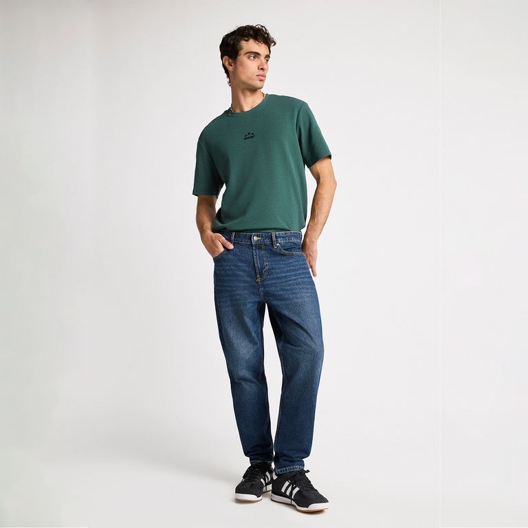 Jeans Tapered Fit Hombre Algodón Estilo Casual