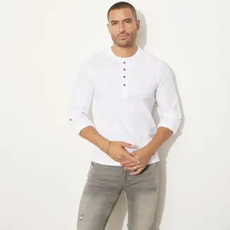 MOSSIMO - Polera Manga Larga Henley Algodón Hombre