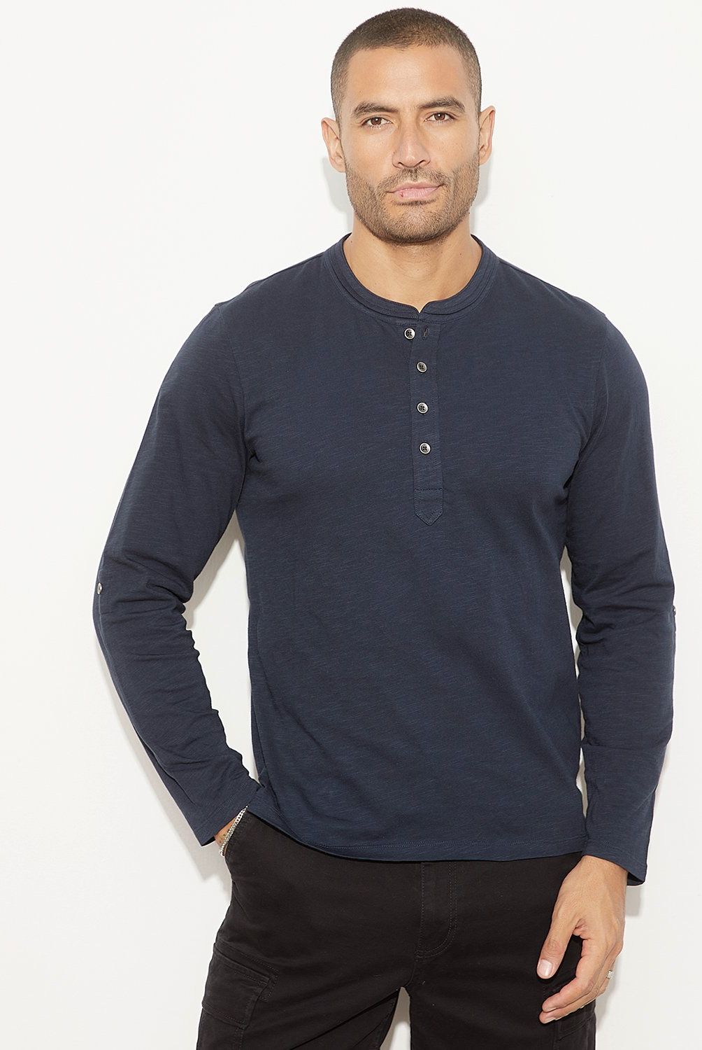 MOSSIMO - Polera Manga Larga Henley Algodón Hombre Mossimo