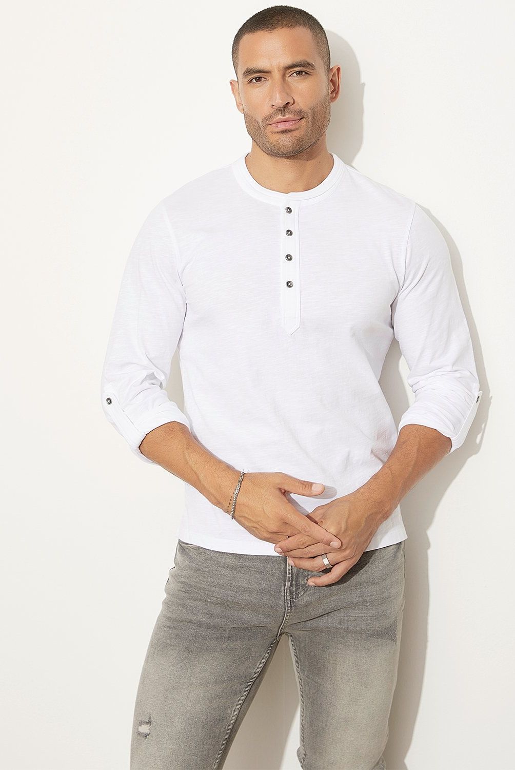 MOSSIMO - Polera Manga Larga Henley Algodón Hombre Mossimo