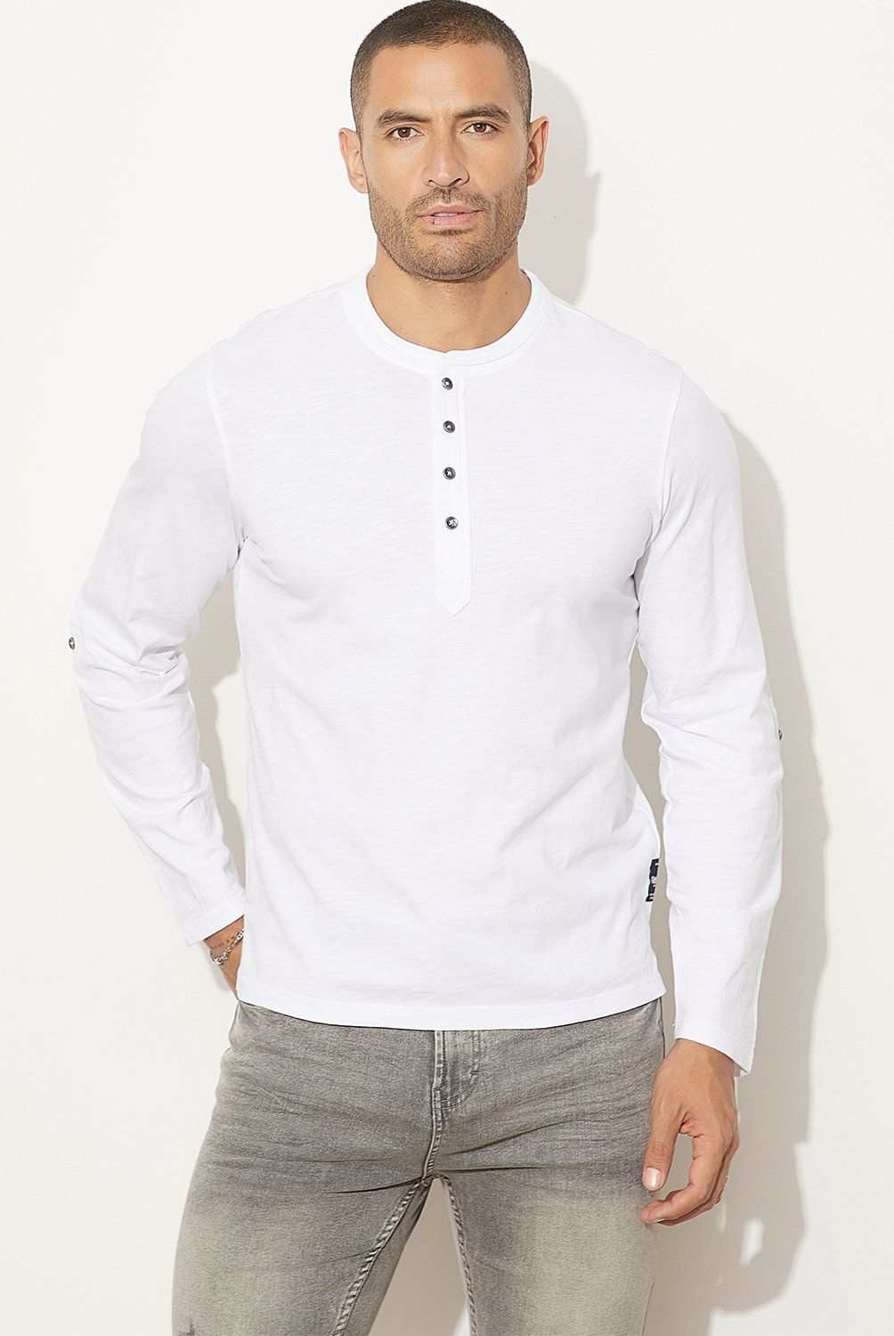 MOSSIMO - Polera Manga Larga Henley Algodón Hombre Mossimo