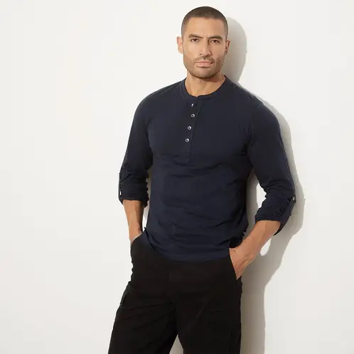 MOSSIMO - Polera Manga Larga Henley Algodón Hombre