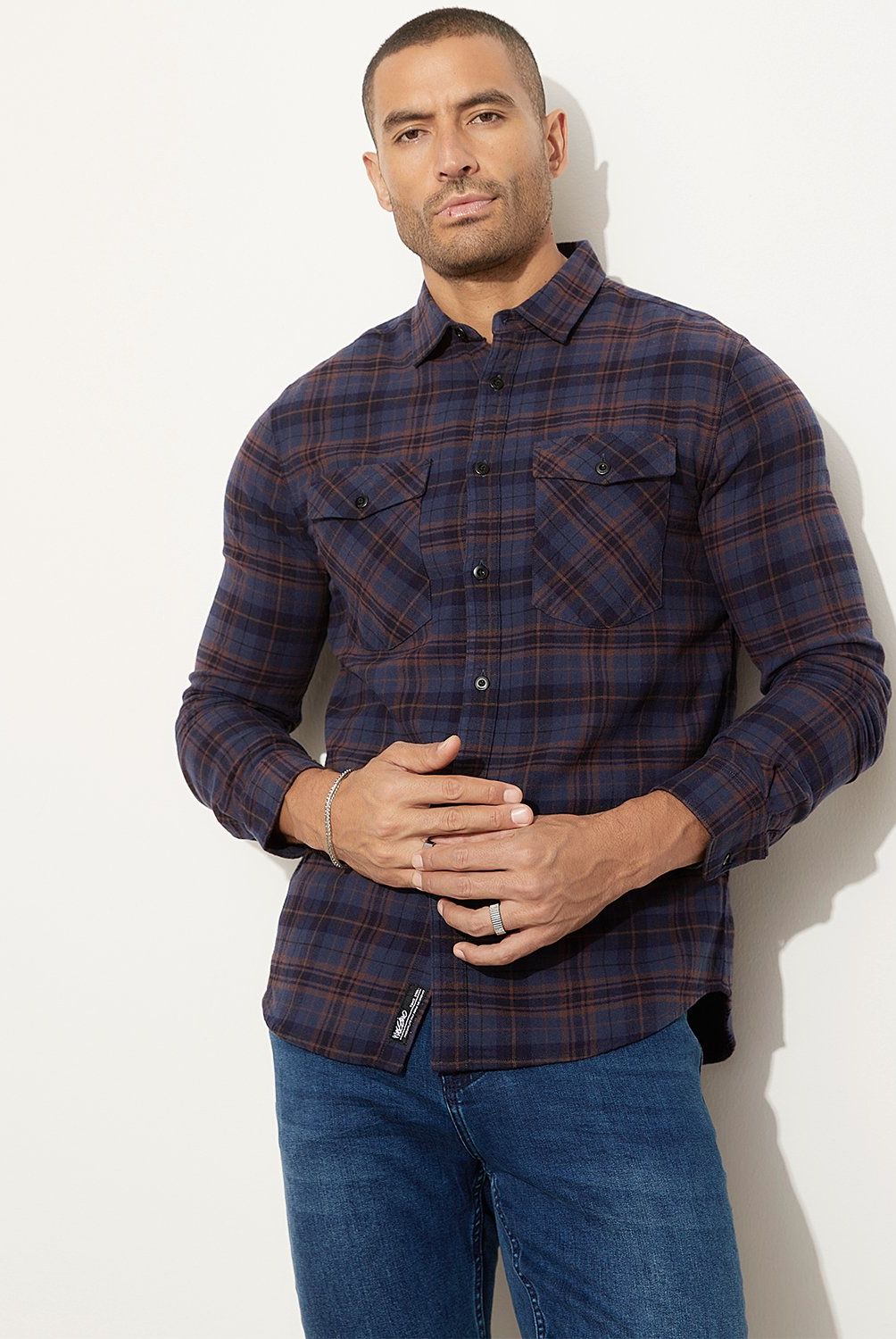 MOSSIMO - Camisa Manga Larga  Check Slim Fit Hombre Mossimo