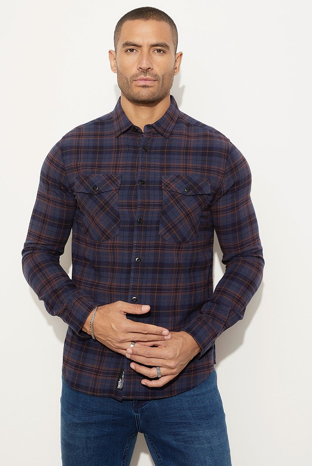 MOSSIMO - Camisa Manga Larga  Check Slim Fit Hombre Mossimo
